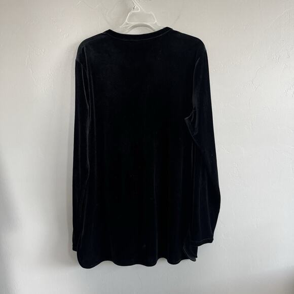 Lauren Ralph Lauren Womens Black Velvet 1/2 Button Pullover LS Tunic Top Sz XL - Picture 6 of 6